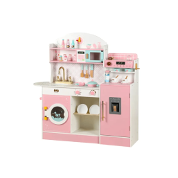 Little Angel - Kids Wooden Kitchen Playset With Accessories - Pink